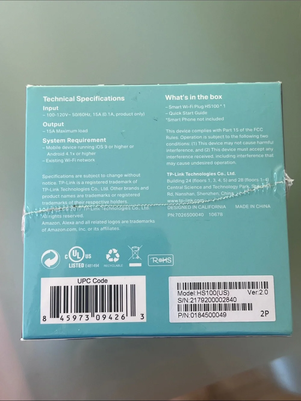 TP-Link Smart Wi-Fi Plug HS100 - White